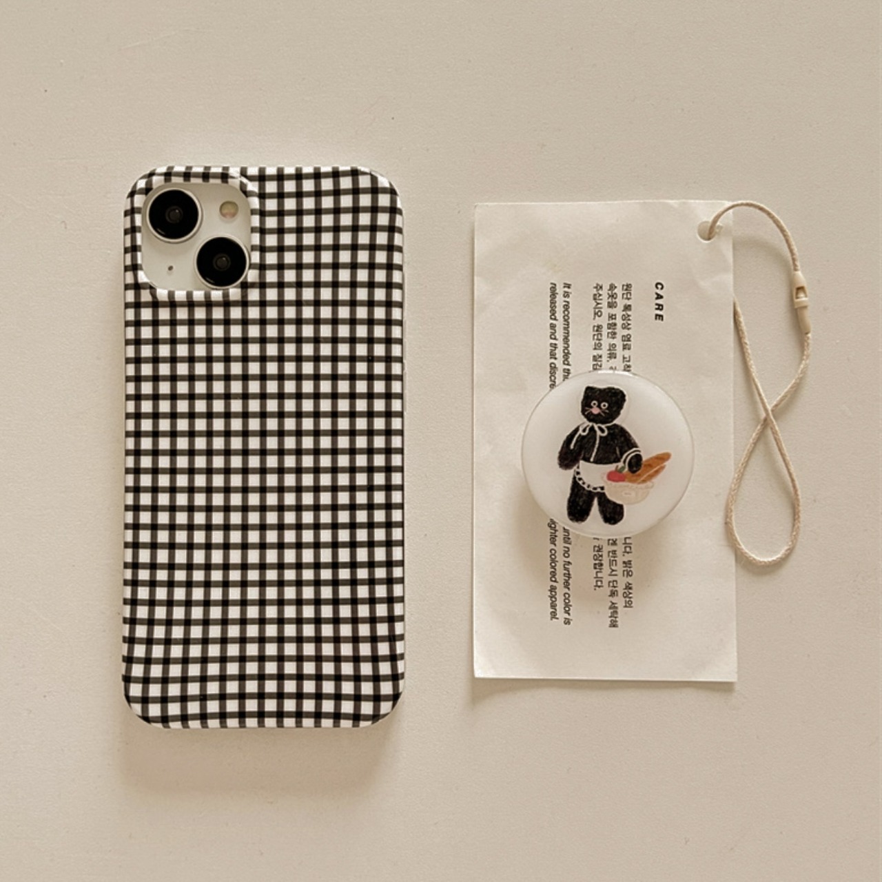 ［ phone case ］black check