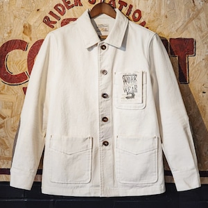 Cotton twill work jacket with elbow patches 00151