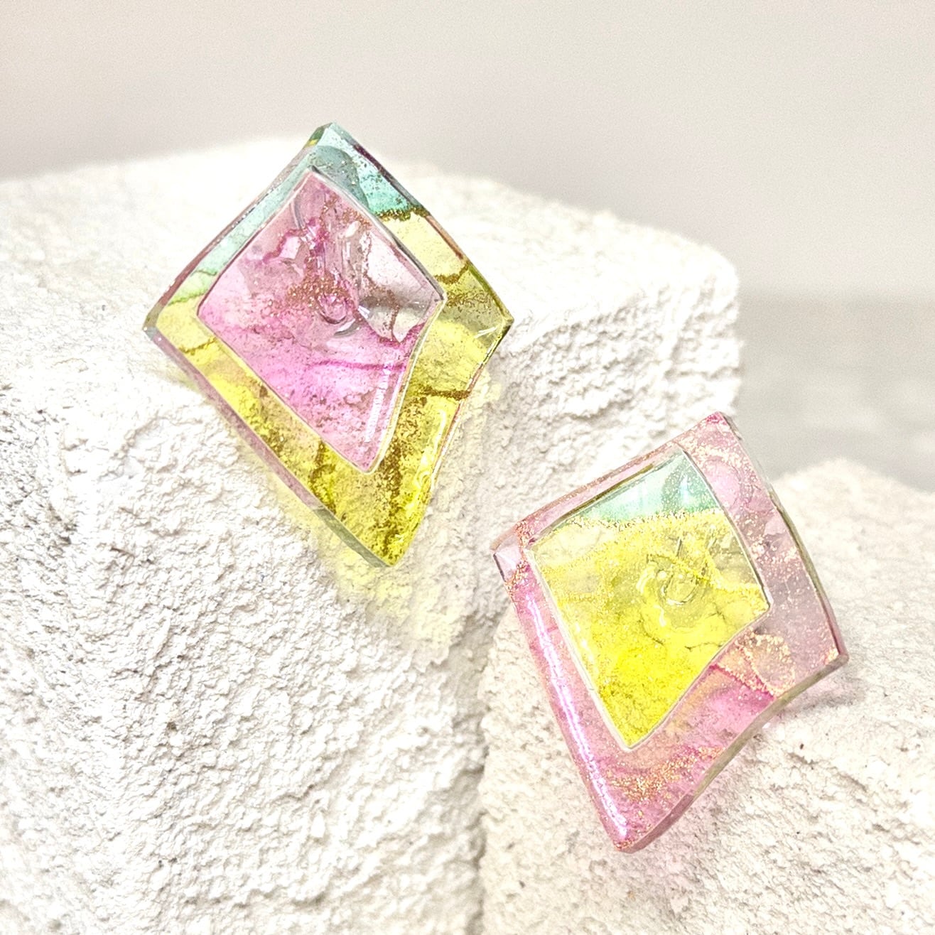 グロス♢イヤリングL [ ダイヤ ]  - Pink × Yellow , Green