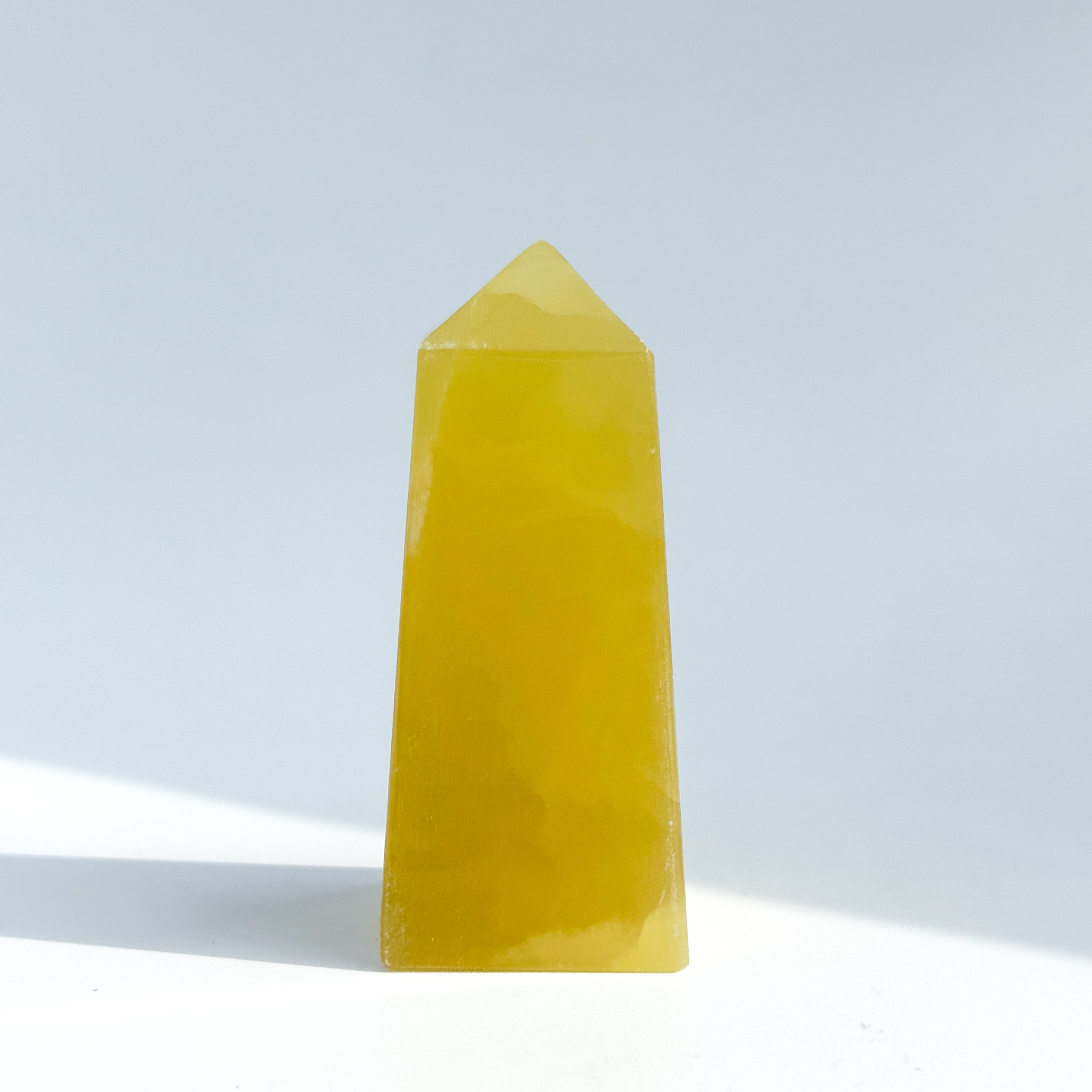 イエローカルサイト　パワーストーン置物 イエローカルサイト タワー73◇ Yellow Calcite ◇天然石・鉱物