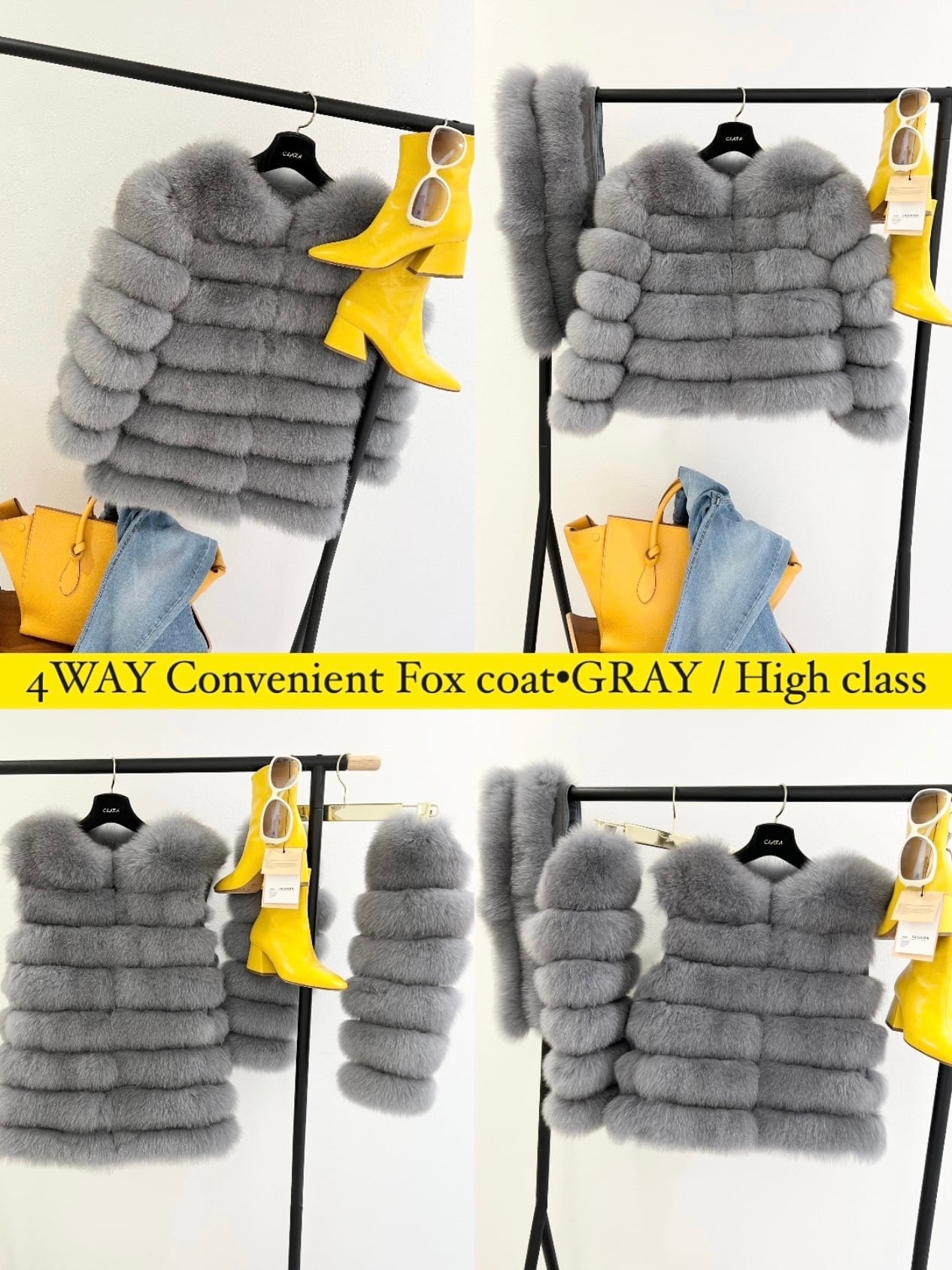 4WAY Convenient Fox coat•GRAY《 High class 》