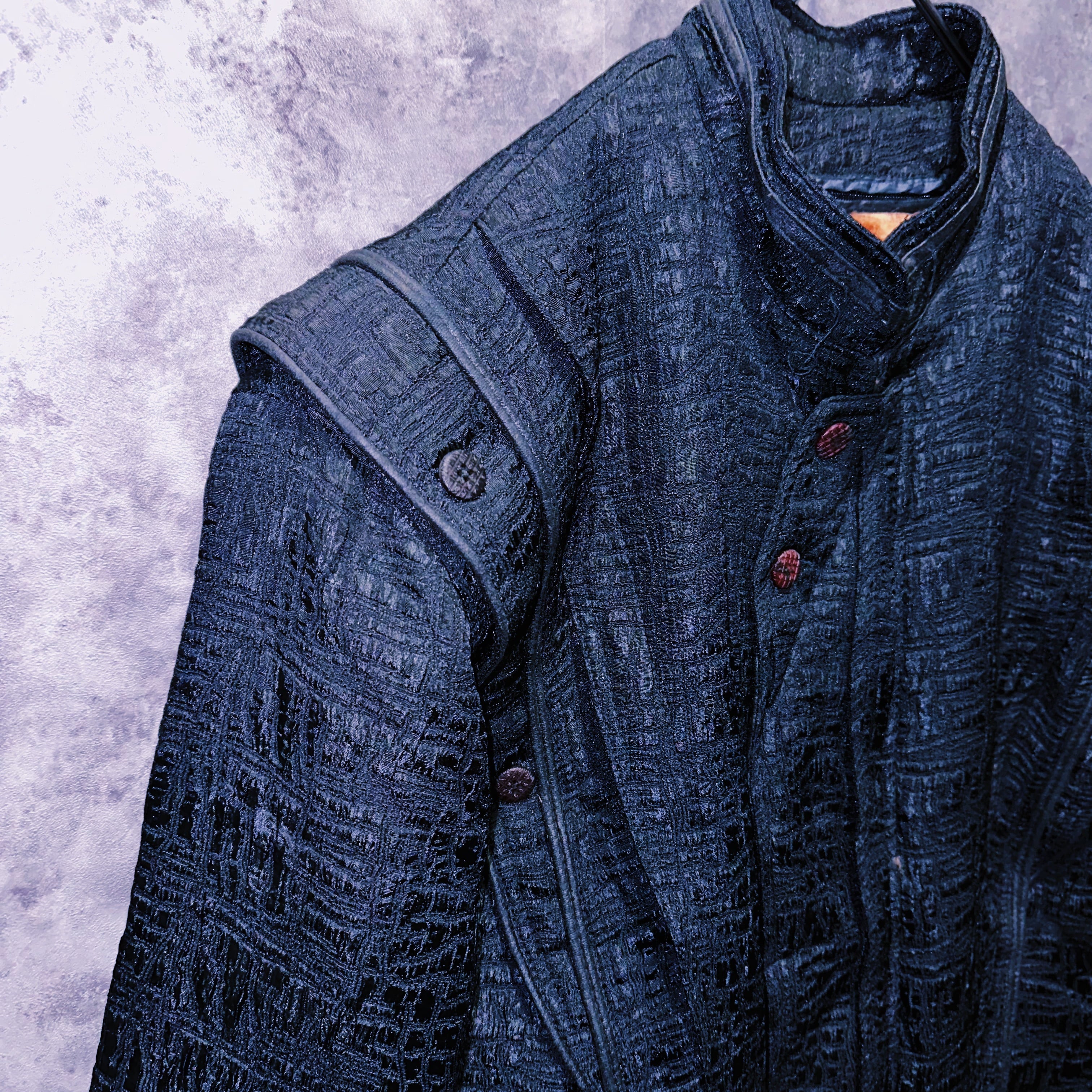 doppio】90's vintage block pattern design shoulder jacket | ayne