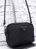 【美品】 PRADA プラダ テスート ナイロンxレザー クロスボディ ミニ ショルダー カメラ バッグ ポーチ ポシェット 黒◆クロスボディの定番