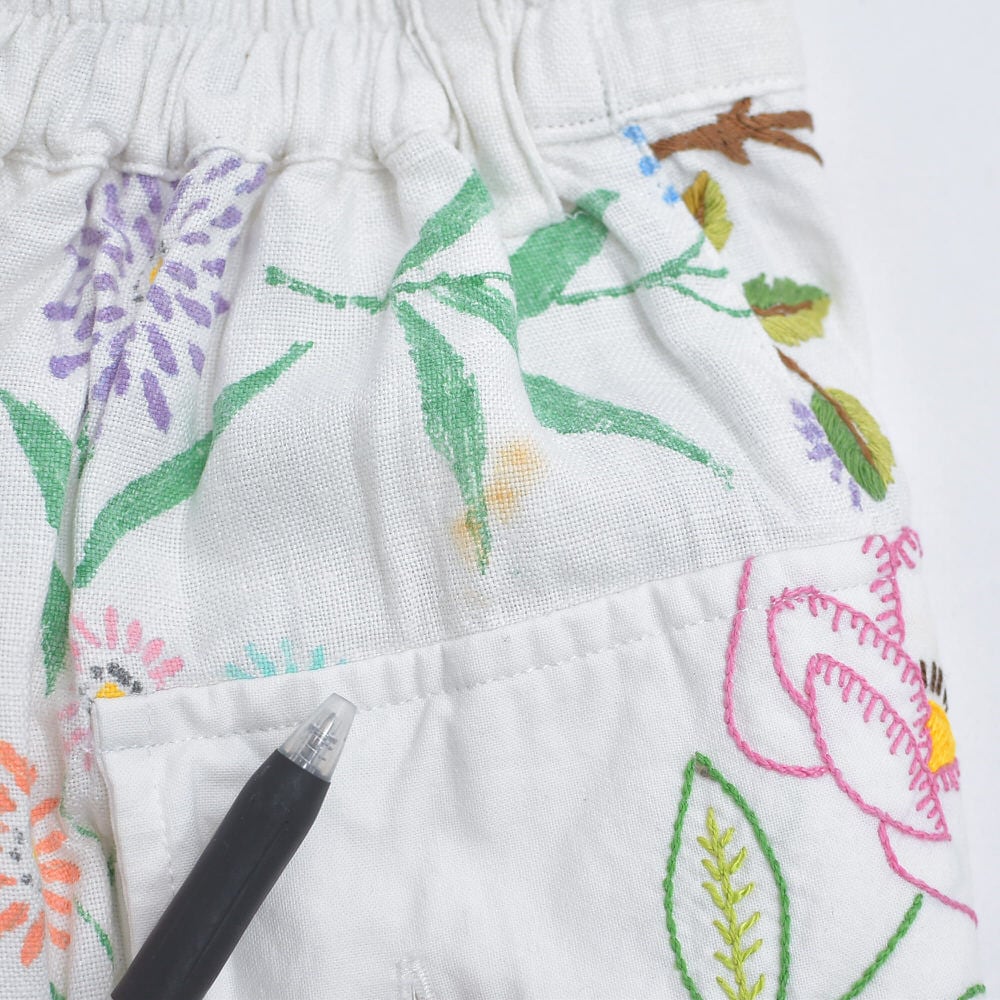 Remakeリメイク 再構築 パッチワーク&フラワー刺繍 デザイン ワイド
