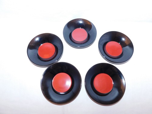 会津塗茶托(5客)  Aizu lacquer Japanese tea five saucers(No3)