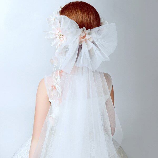 子ども用フラワーティアラ 花の冠 ヘアバンド 子供用 フォーマル 髪飾り ヘアアクセサリー キッズ 結婚式 ウェディング 発表会 入園式 卒園式 ホワイト Elegant