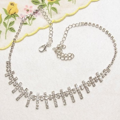 クリアなラインストーンのエレガントなネックレス　コスチュームジュエリー卸値以下でセール　K1341N