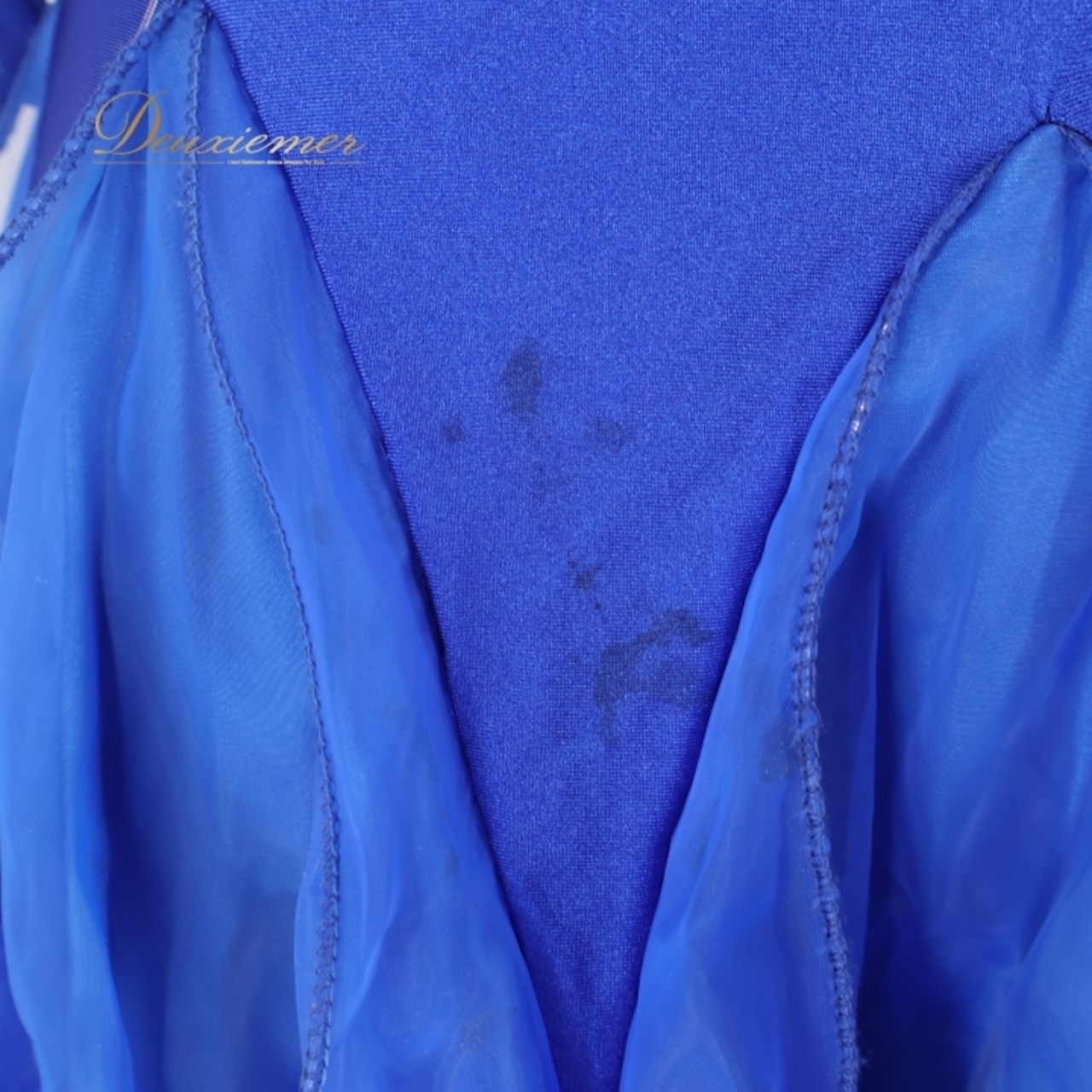 社交ダンス 衣装 スタンダード ドレス ワンピース 青 フリル レース ブルー系 パーティ 発表会 クロッチ ふわふわ スカート 可愛い デザイン エレガント 女性用 ダンス競技 おしゃれ イベント