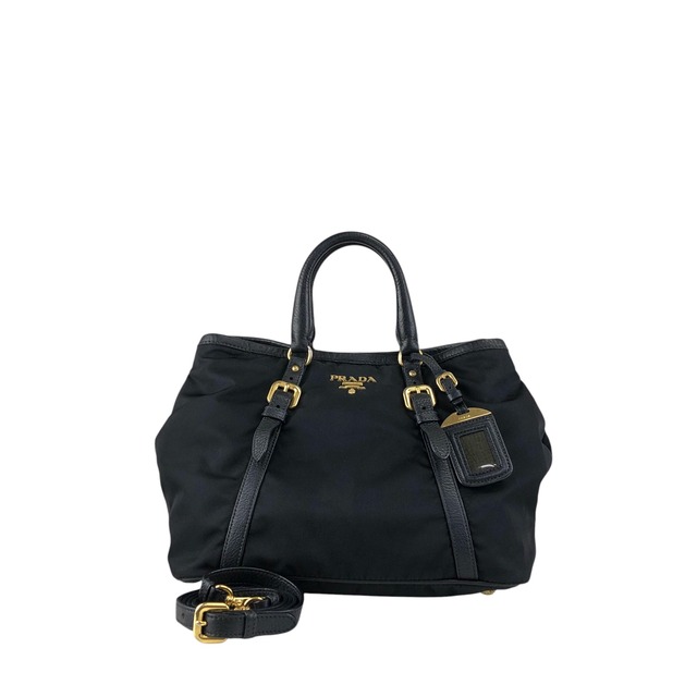 PRADA プラダ ハンドバッグ ブラック トライアングルロゴ レザー ナイロン 2way vintage ヴィンテージ オールド jun4wc