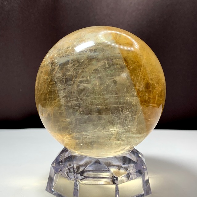 超透明♪イリデッセンス☆可愛い色合いカルサイトスフィア・台座付き