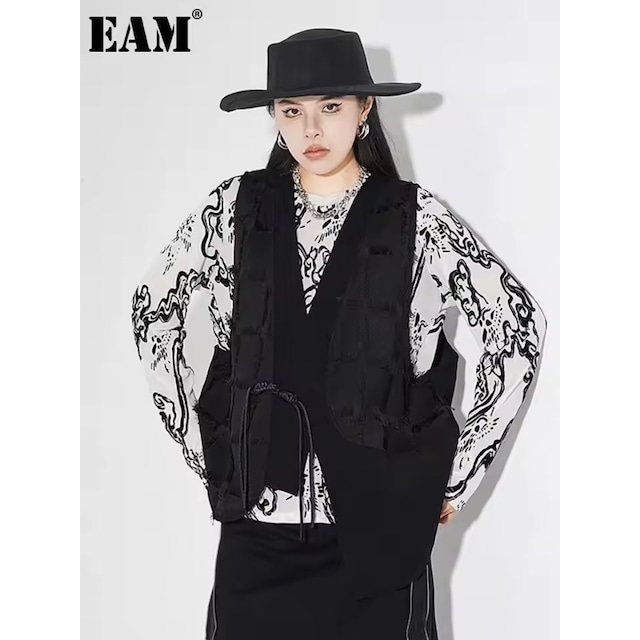 Frayed Check Patchwork Vest【E0612】