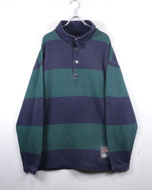 【Caka act2】“OLD GAP” Horizontal Stripe Stand Collar Sweatshirts