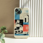 受注生産 iPhoneケース 青と赤の紙片コラージュ｜ZINE風 ZINE021A