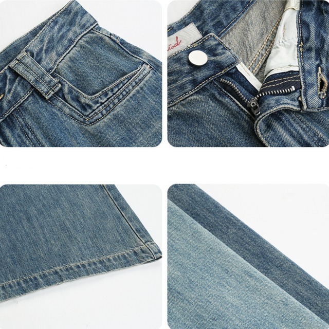 wide washed denim pants　J00367
