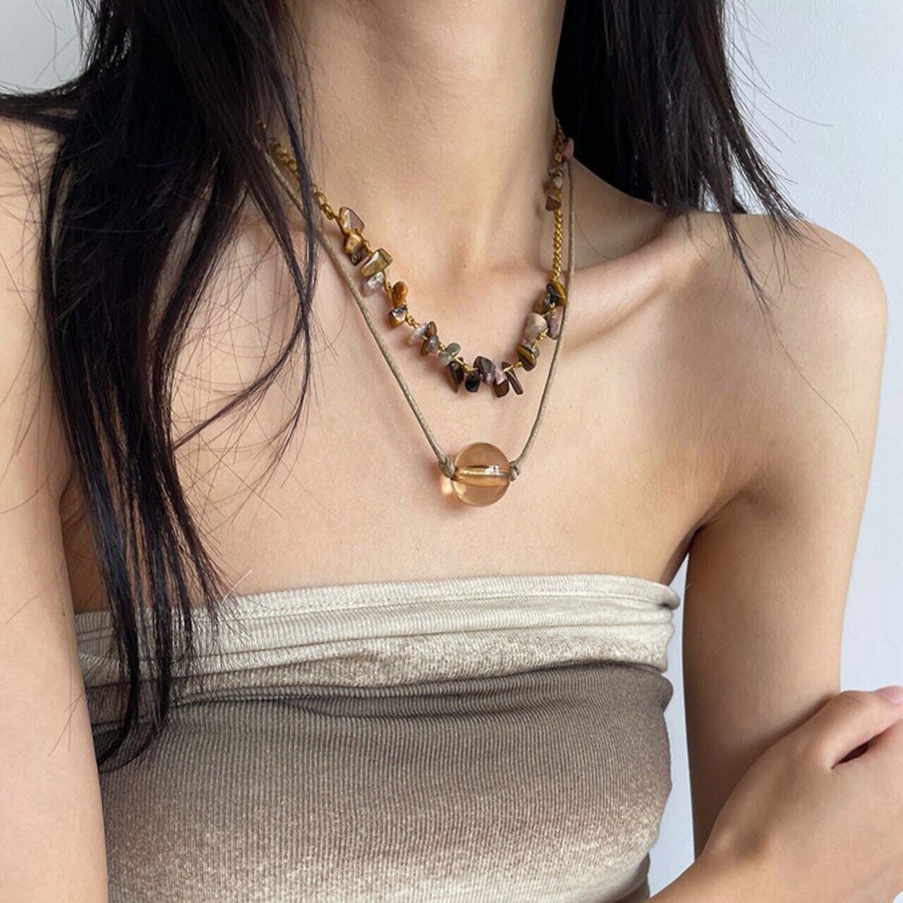 BANKOKボヘミアンエスニック編み込みネックレス セット