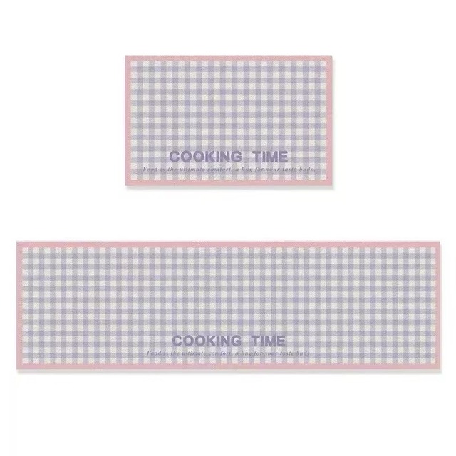 ゆめかわチェック｜ピンク＆パープルフロアマット