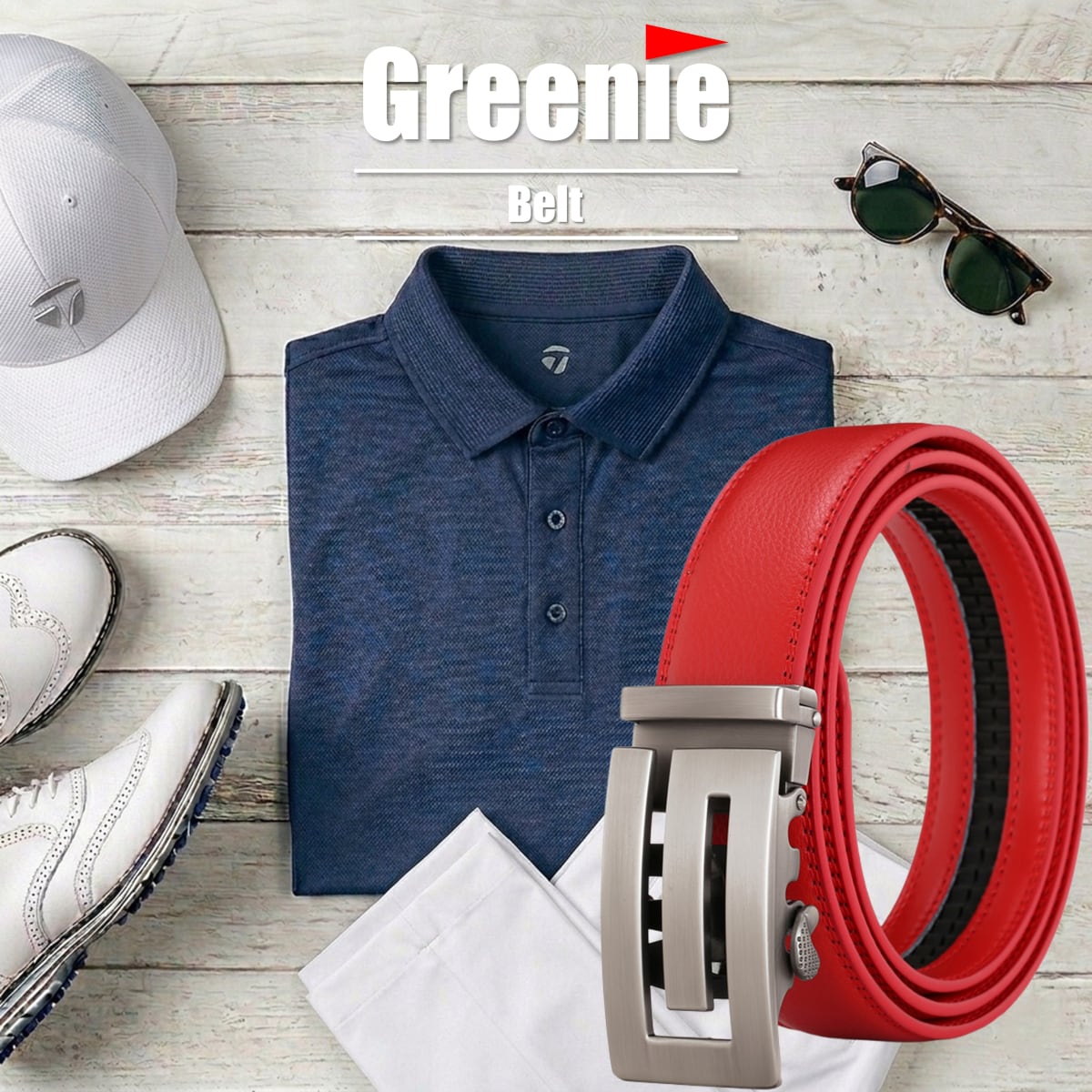Greenie (グリーニー) ベルト ゴルフ Golf オートロック PUレザー