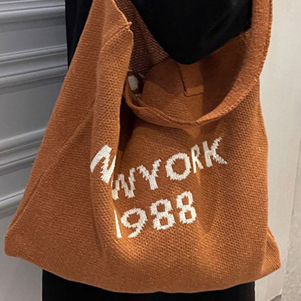 ニット トート バッグ レディース ロゴ 大容量 A4 通勤 通学 大人 かわいい きれいめ おしゃれ カジュアル 肩掛け 軽量 大人可愛い 大人女子