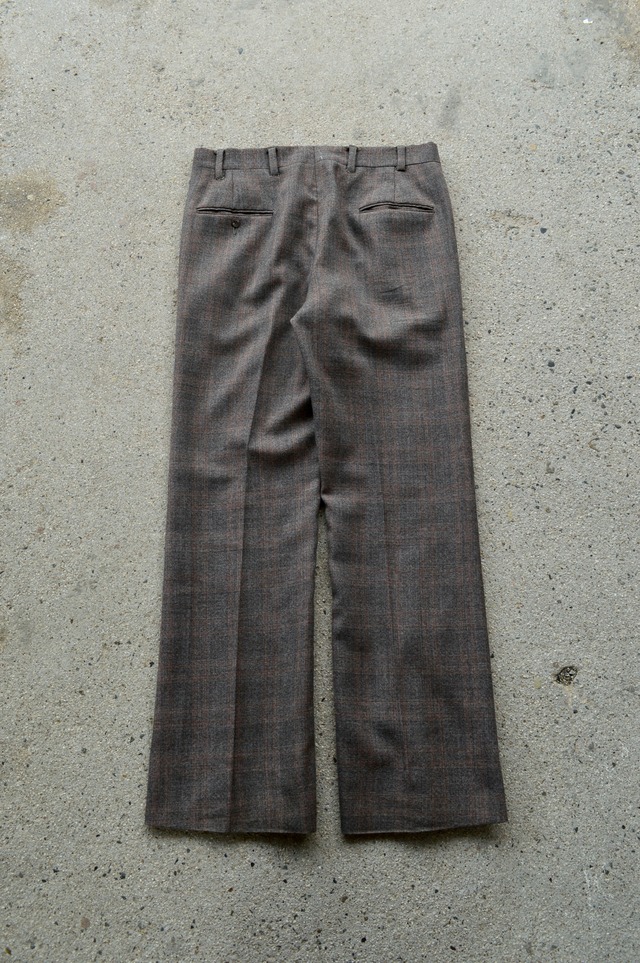 1970's Old Vintage Wool Flare Slacks Prince of Wales Check TALON ZiPPER オールドビンテージ 70s チェックウール フレアスラックス