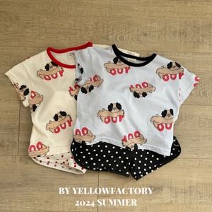 【yellow factory】ドッグドットセットアップ ブラック 80〜120cm 240803