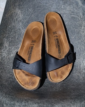 “BIRKENSTOCK” MADRID, one strap sandals / black / Made in GERMANY / SIZE : 41（26.5cm)