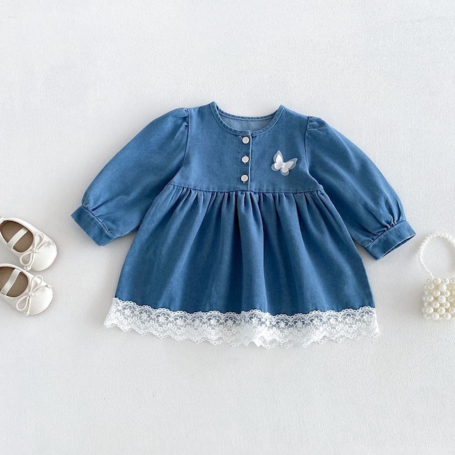【BABY&KID】秋新作　デニム可愛いワンピース