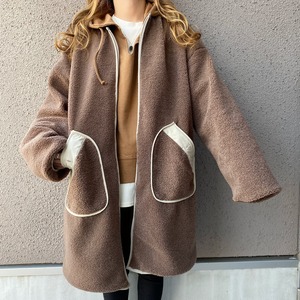 2way多機能ソフトリバーシブルボアouterlongホワイト×ブラウン