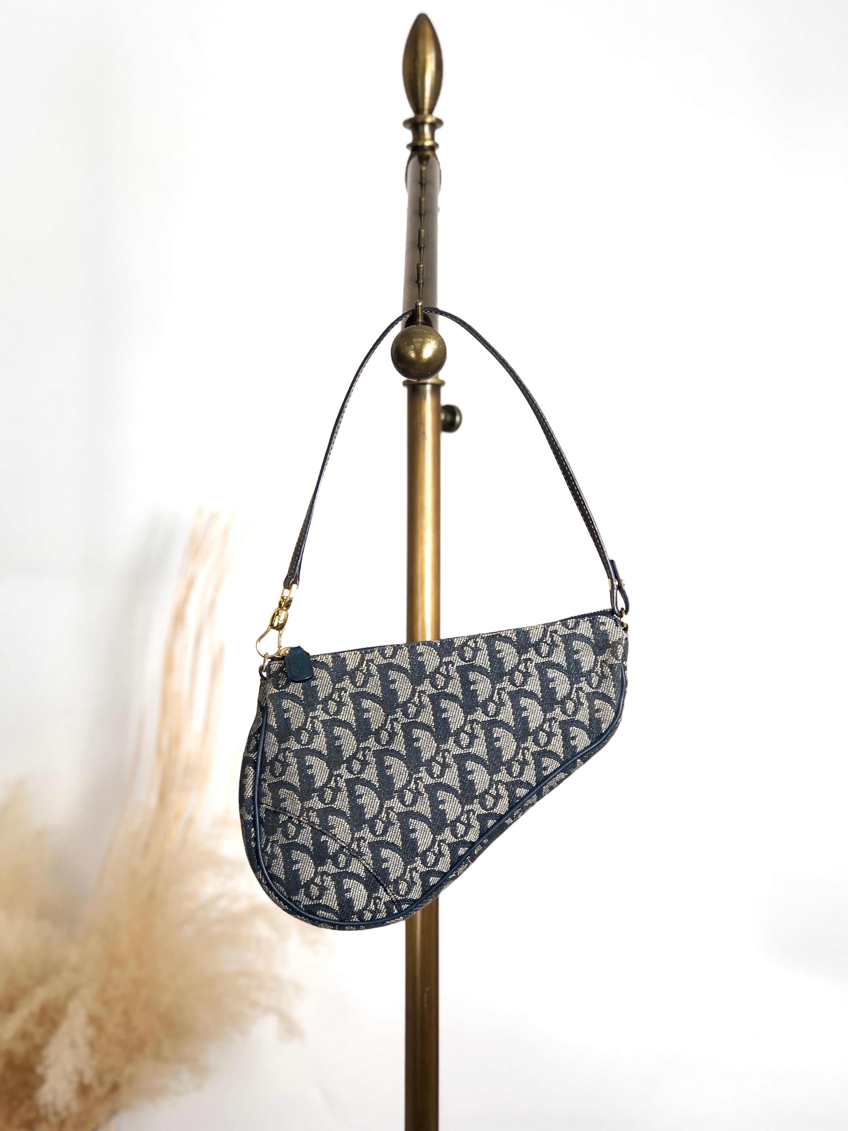 Christian Dior クリスチャン ディオール トロッター ショルダーバッグ ネイビー サドル キャンバス ワンショルダー vintage ヴィンテージ オールド 73m2yp