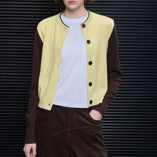 バイカラーニットカーディガン ・20738