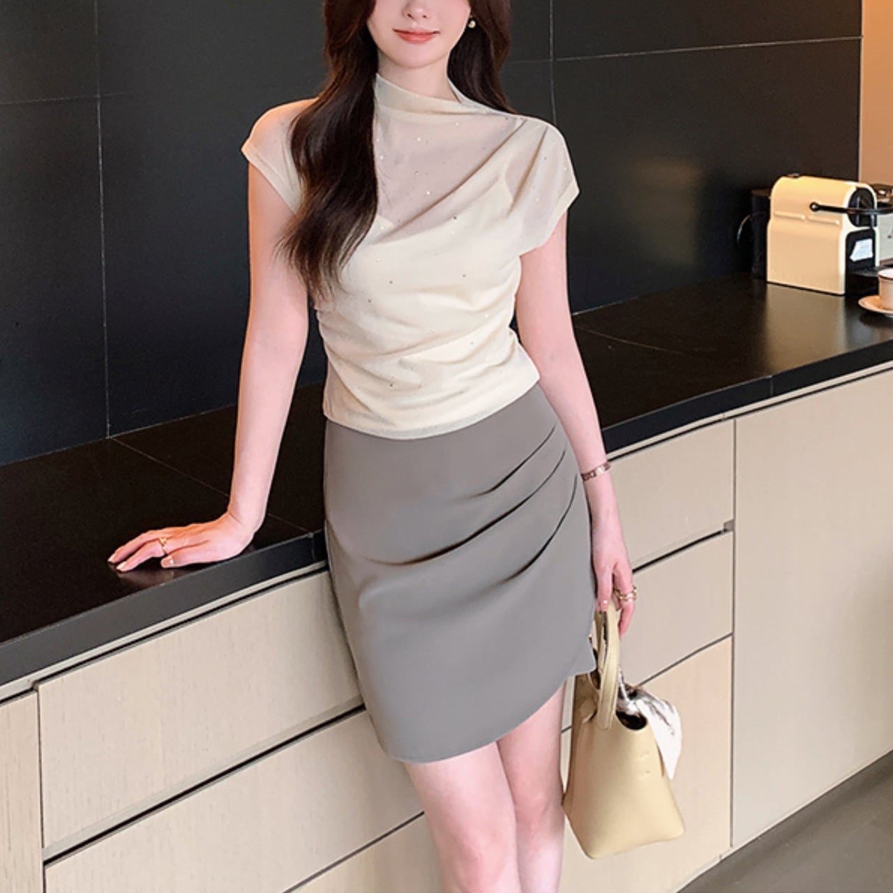 ドレープショートスカート2color B73