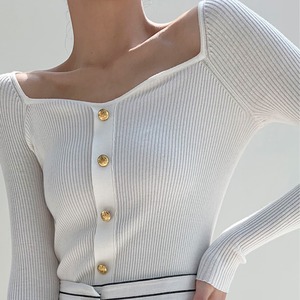 スクエアネックスリムニット　21495