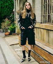 レタリングコットンハーフパンツ (BLACK) CQ-47090