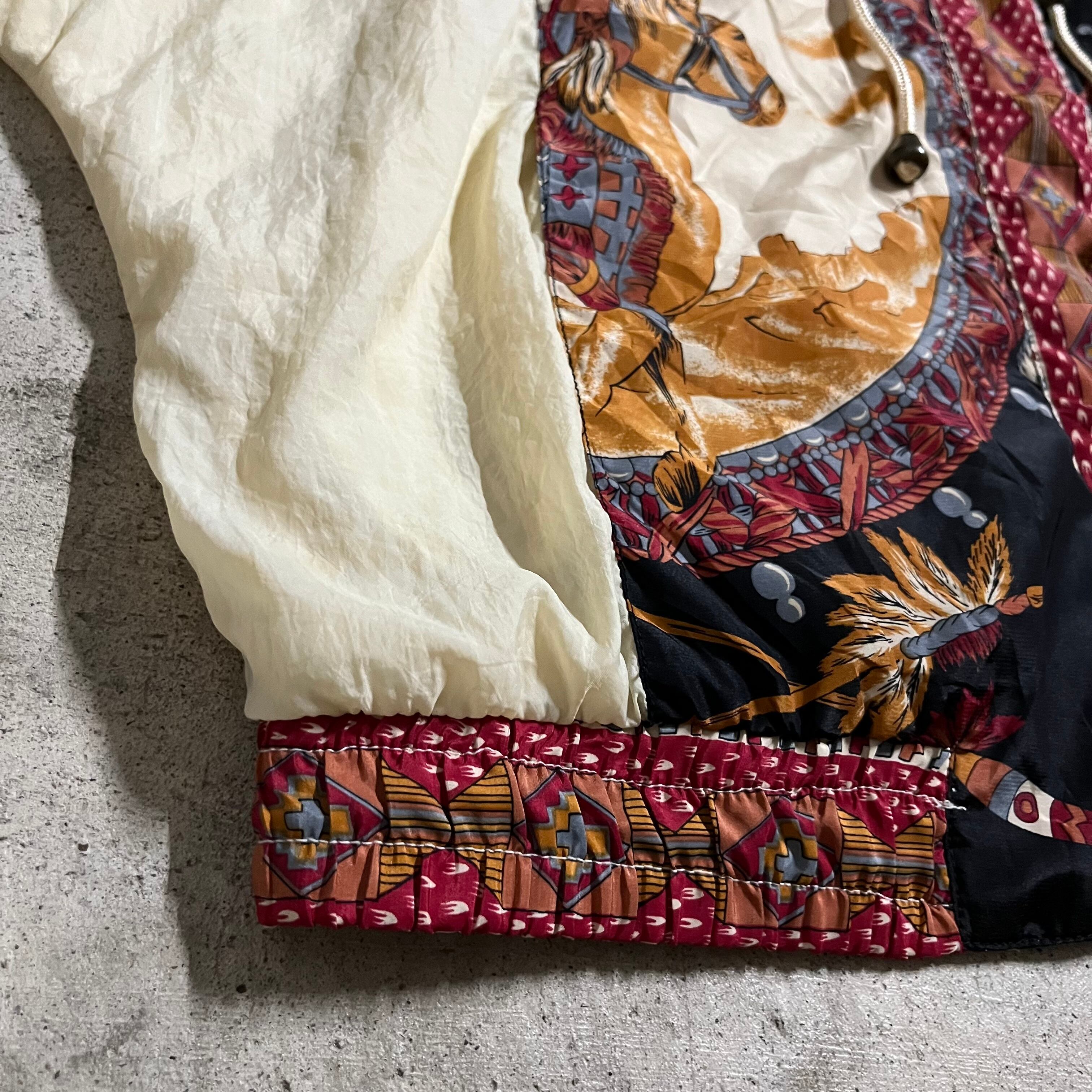 vintage〗ethnic batik patterned retro design short blouson jacket