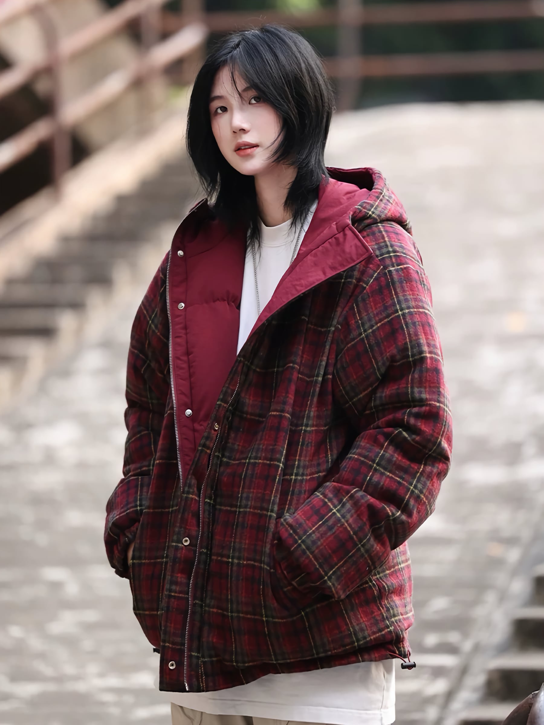 チェックリバーシブルダウンジャケット / Check Reversible Down チェックリバーシブルダウンジャケット / Check Reversible Down