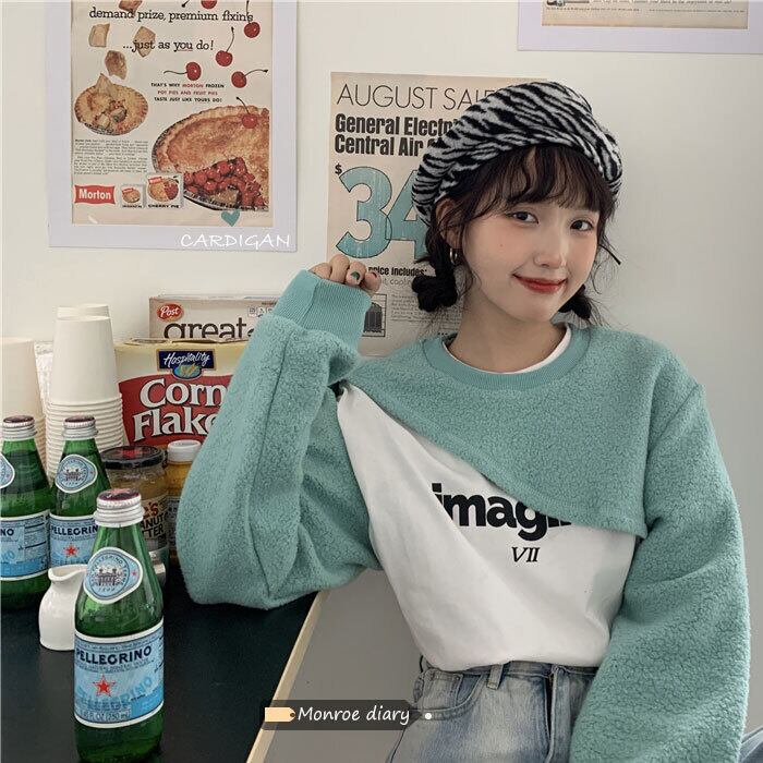 セーター スプリングルーズトップス ジャケット ショート ストリート 春物 モンロー42599240998
