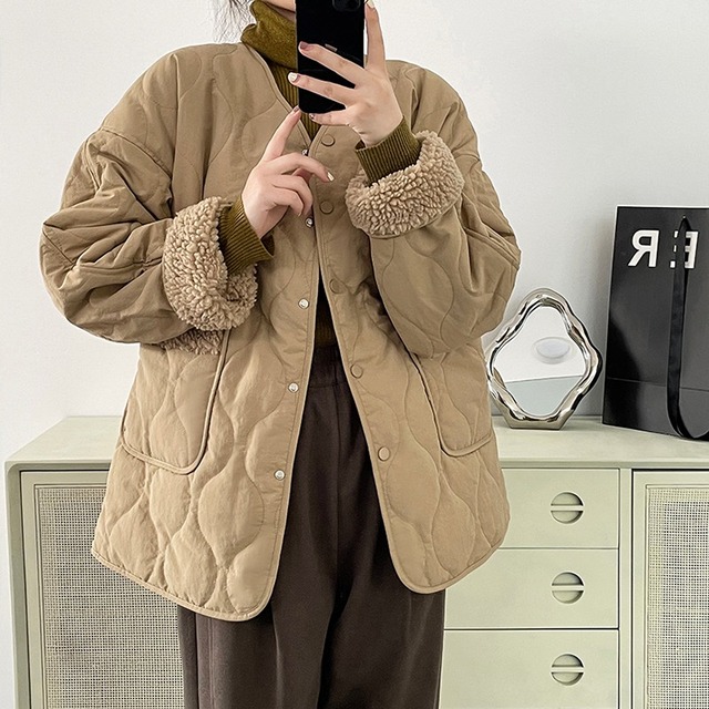 ノーカラーキルティングジャケット ◆2col　201938