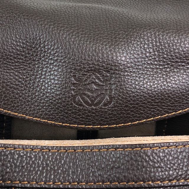 LOEWE ロエベ ハンドバッグ ブラウン 型押しロゴ レザー フラップ vintage ヴィンテージ オールド s7e7fm