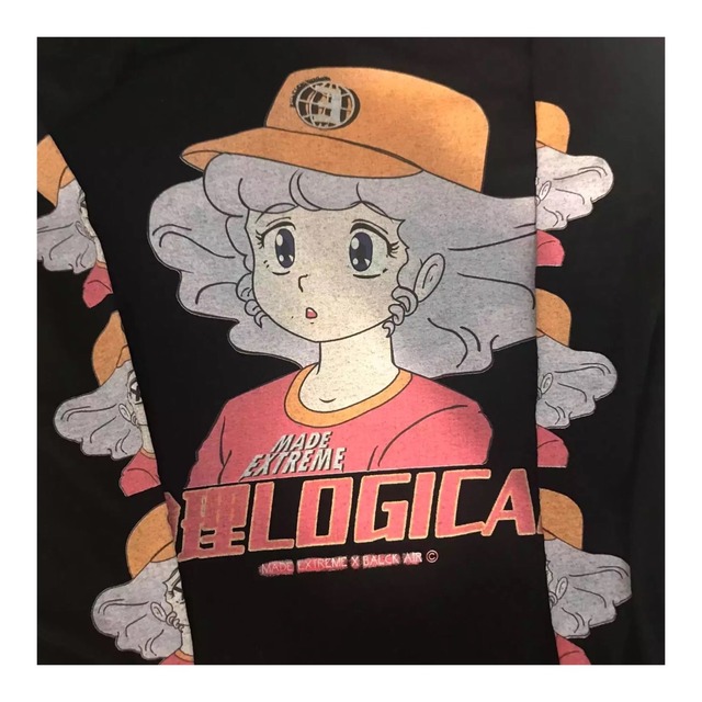 レトロガール 女の子 漫画柄 サブカル ロングtシャツ ロンt 長袖 メンズ ユニセックス レディース ビッグシルエット オーバーサイズ 黒 M L Xl 90s アニメ オタク 原宿 かわいい ストリート 韓国 秋物