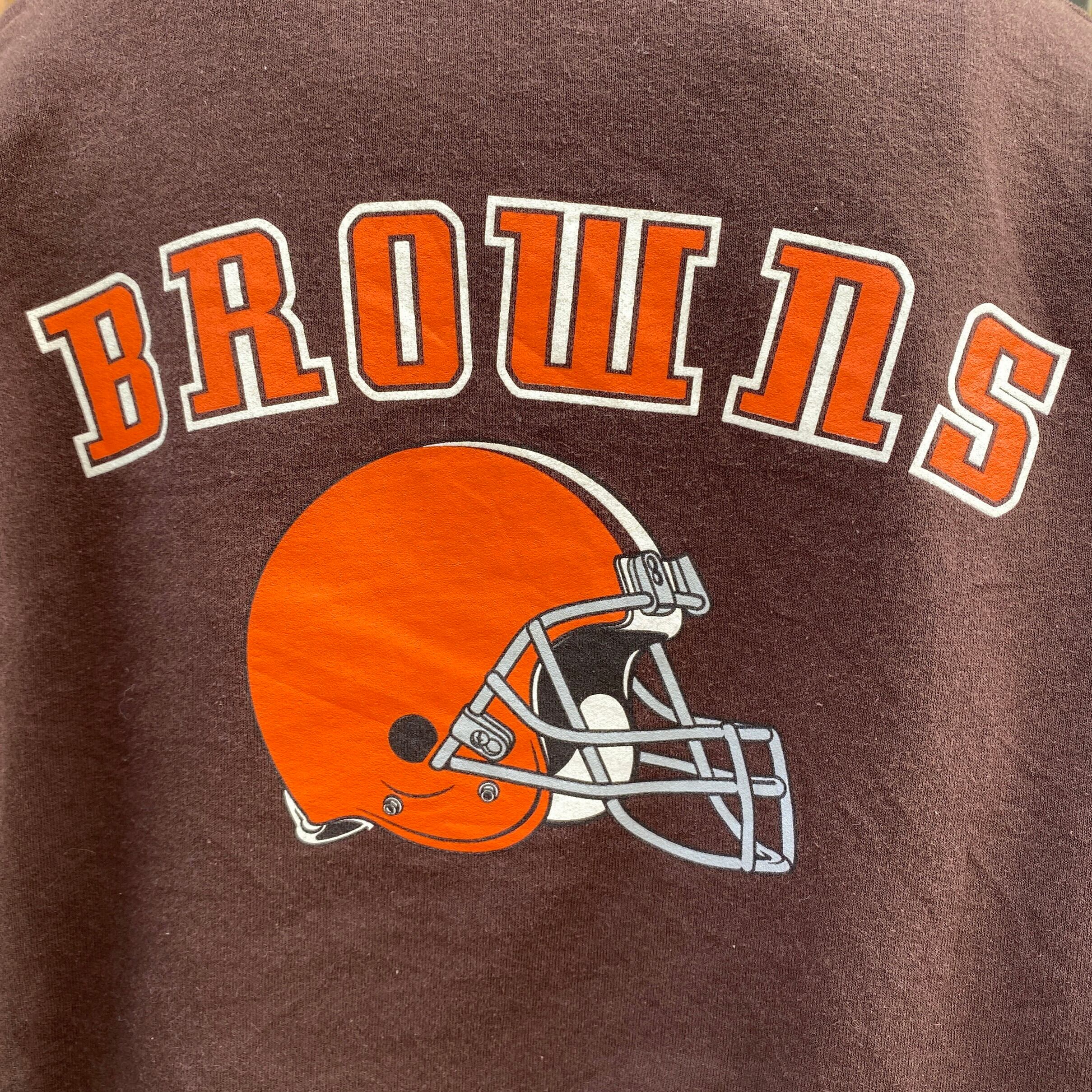 NFL クリーブランド・ブラウンズ バックプリント フルジップ スウェットパーカー メンズXL相当 古着 Cleveland Browns
