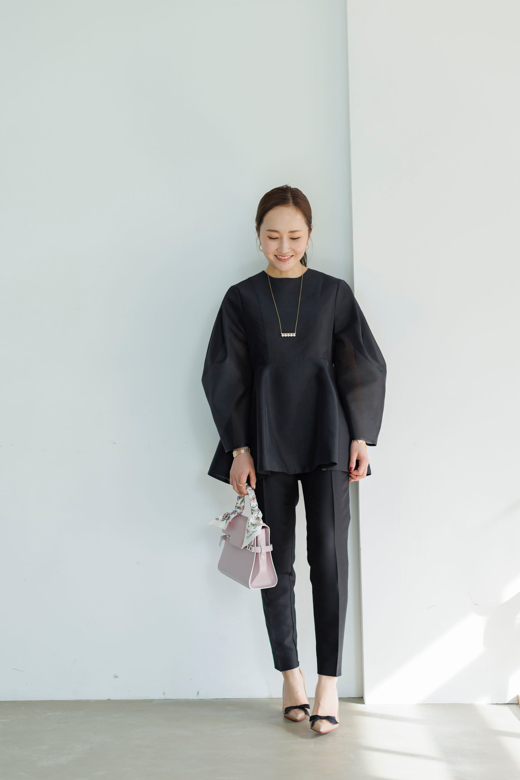 BLUELEA ブルレア Silk wool grosgrain pants