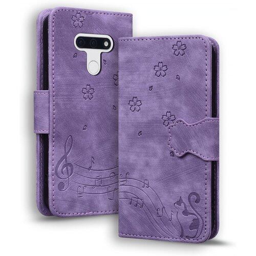TEDTIKJT LG style3 L-41A 対応 LG 高级PU レザー 手帳ケースドコモ l41a エレクトロニクス lg l-41a ケース カバー 手帳型 カード収納 サイドマグネット スタンド機能付き スマホケース 財布型 耐衝撃 横置き機能 肌触り良い 肌感レザー 耐摩擦 音楽子猫のパターン 保護ケース LG style3 L-41A 紫の 2180