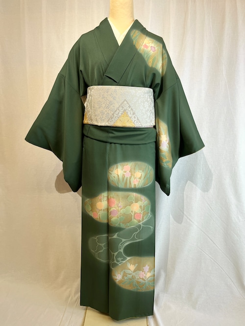 2297 高身長 作家物 金箔 訪問着 袷単品 Houmongi (lined kimono)