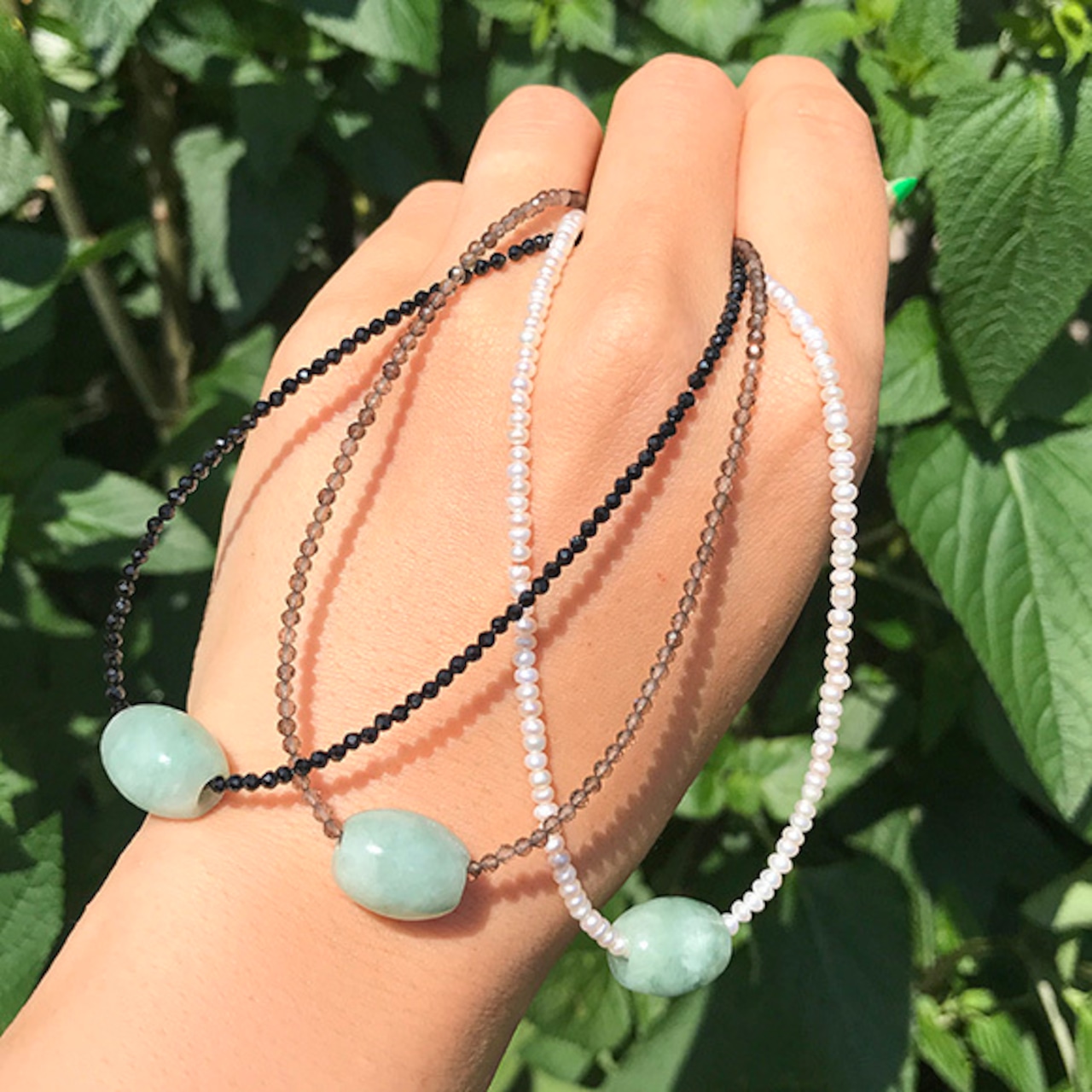 ブラックスピネルチェーンでかっこよく！ A貨翡翠 jd_ne1087