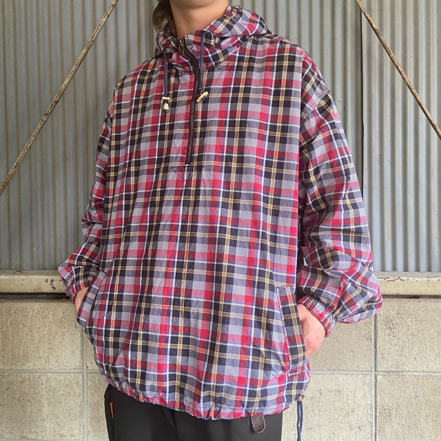 90年代〜00年代 Eddie Bauer エディーバウアー チェック ハーフジップ 