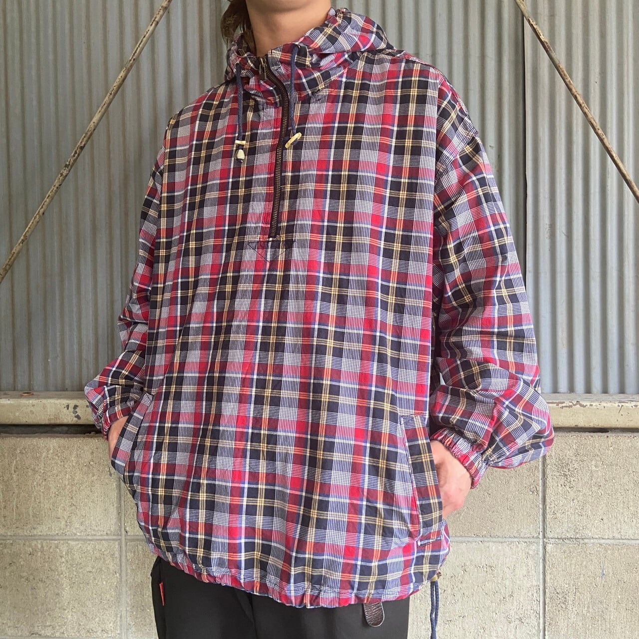 90年代〜00年代 Eddie Bauer エディーバウアー チェック ハーフジップ 
