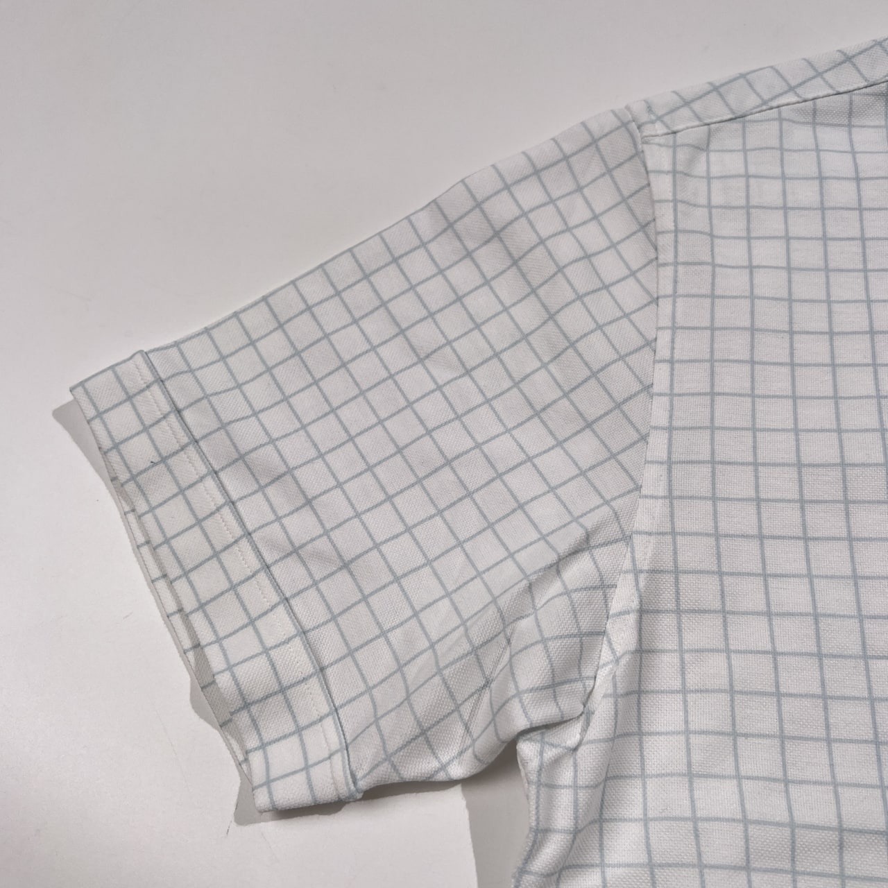 LACOSTE ラコステ SLIM FIT チェック 鹿の子 半袖シャツ サイズ FR 5 US L/ラコステジャパン/シルバーワニ/メンズ/ホワイト×水色系