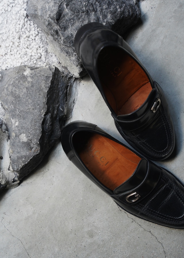 90’s-00’s GUCCI plane toe leather loafers
