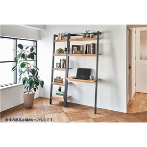 デスク付 壁面 オープンラック/ウォールシェルフ 【ブラック 幅62cm