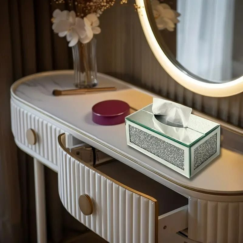 ティッシュボックス ガラス ティッシュケース シルバー ミラー