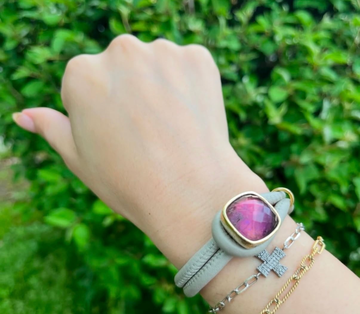 アメジストラムソフトレザーブレス/K18YGコーティング | couleur&radian